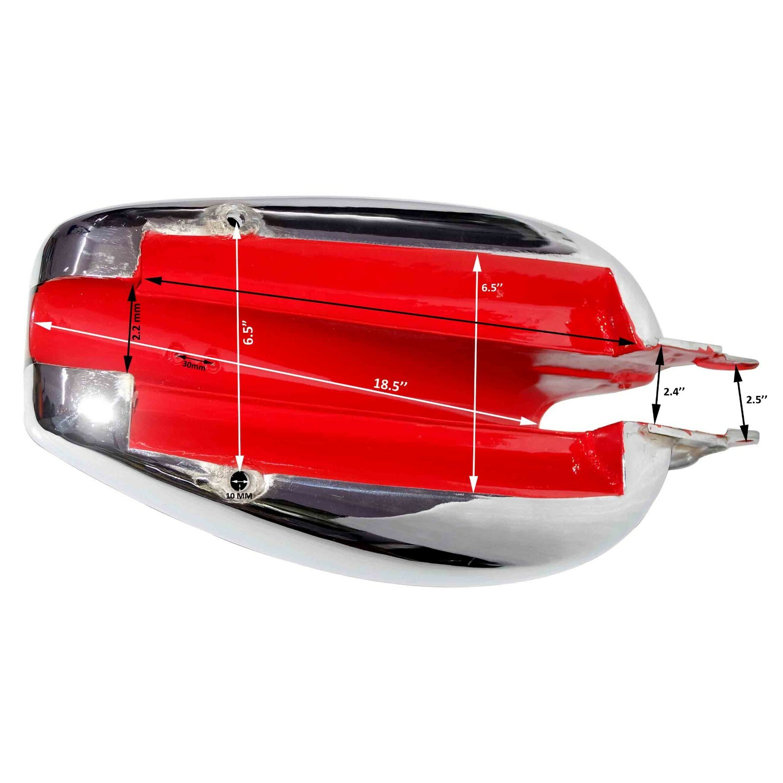 Fits Royal Enfield Interceptor 650 Red & Chrome Fuel Petrol Gas Tank 