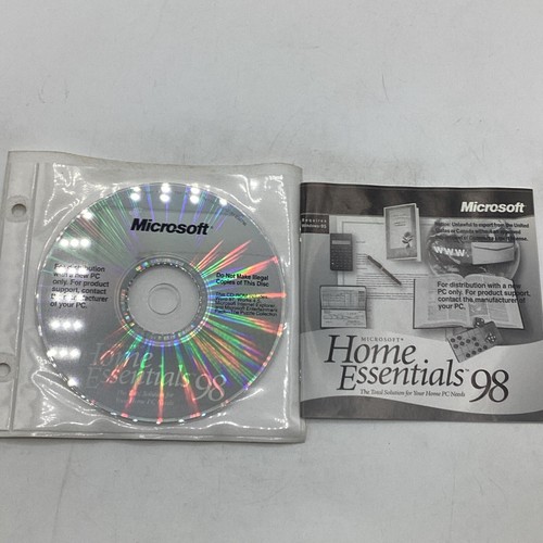 1997 Microsoft Home Essentials 98 New PC CD-ROM +