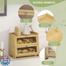 JANSNIMEN Double Layer Bread Box for Kitchen Countertop, Large Breadbox Bread with Windows, Wooden Farmhouse Bread Holder (Natural Bamboo)