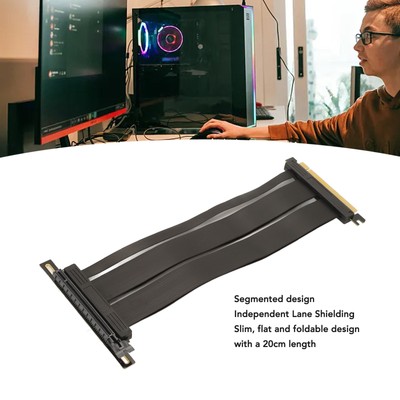PCIe 4.0 X16 Riser Cable Double Reverse Foldable PCIe Graphics Card