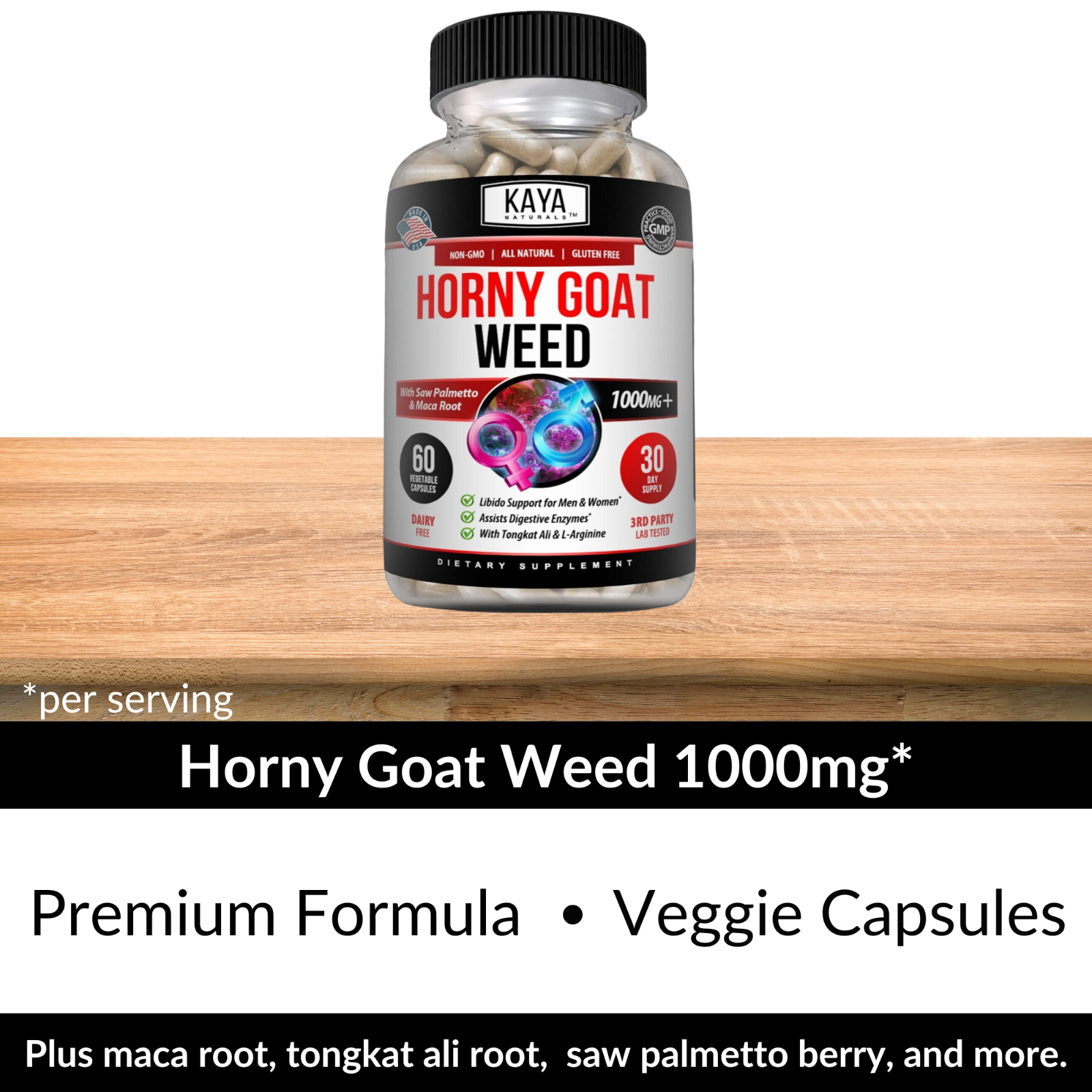(2 Pack) Horny Goat Weed for Men & Women-with Maca, Saw Palmetto, Ginseng