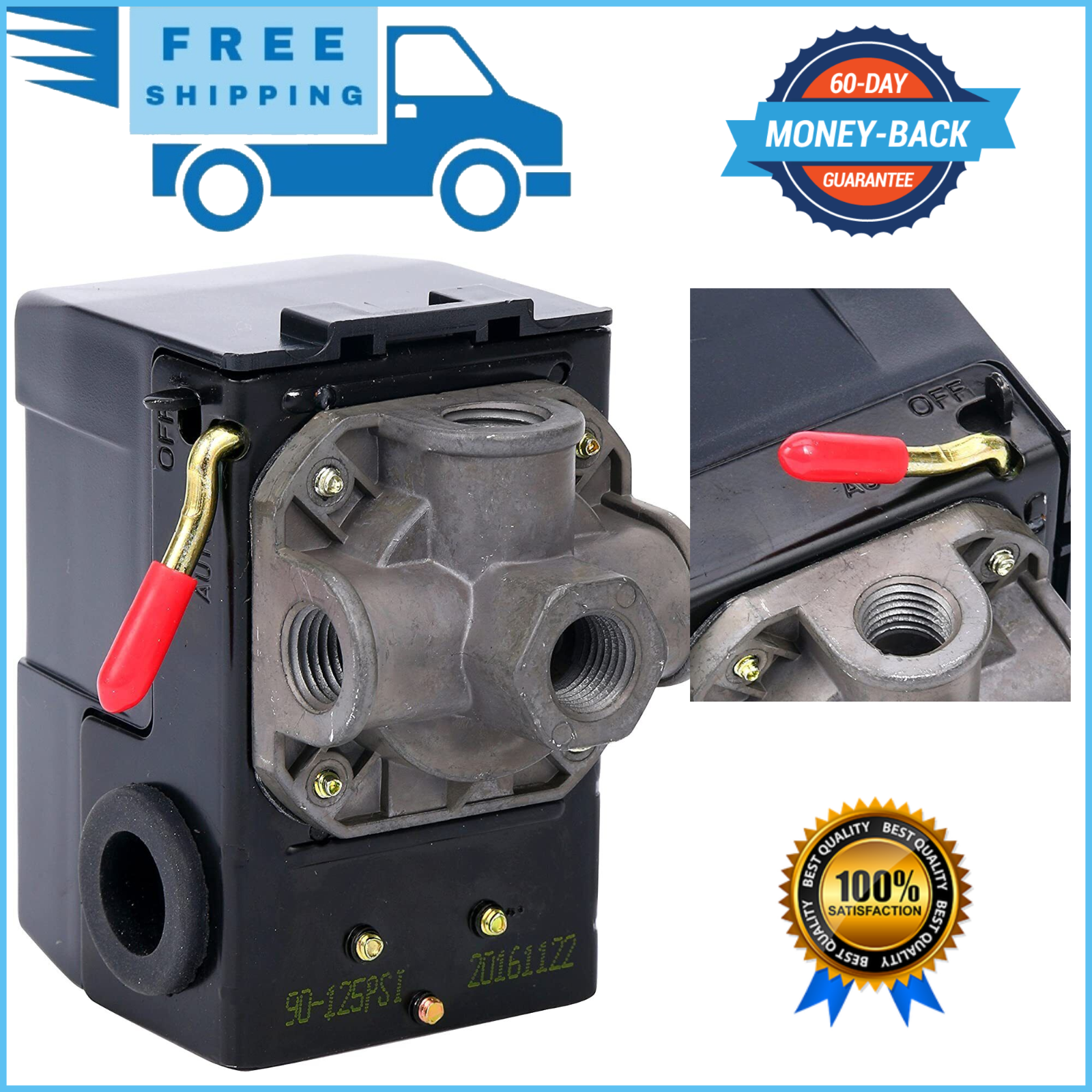 Pressure Switch Control Valve 90-150 Psi 4 Port Heavy Duty 26 Amp