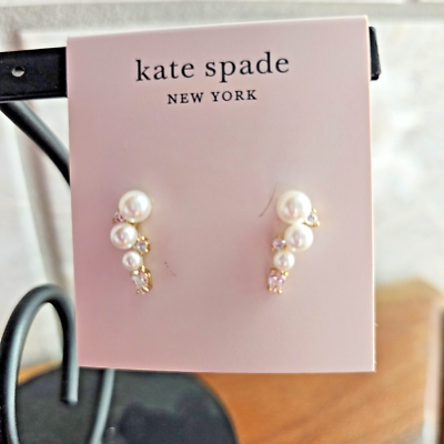 kate spade Little Gem Pearl Ear Crawlers Cream NWT 48