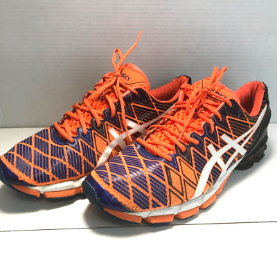 Asics Shoes Mens 15 Gel-Kinsei 5 Blue Orange Road Running Marathon Gym Sneakers