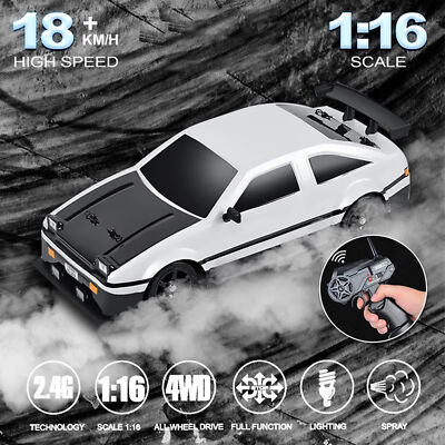 Remote Control Car 1/16 18KM/H 2.4GHz 4WD RC Drift Racing Car Lights Spray F3V6