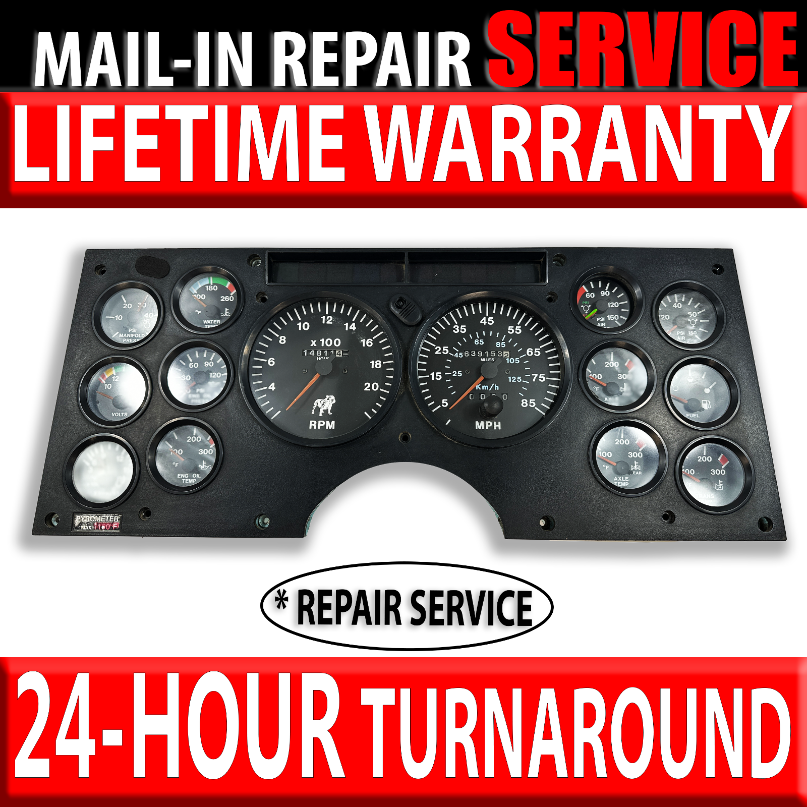 MACK Truck CH613 CL713 Speedo Panel Instrument Gauge Cluster [*REPAIR SERVICE]