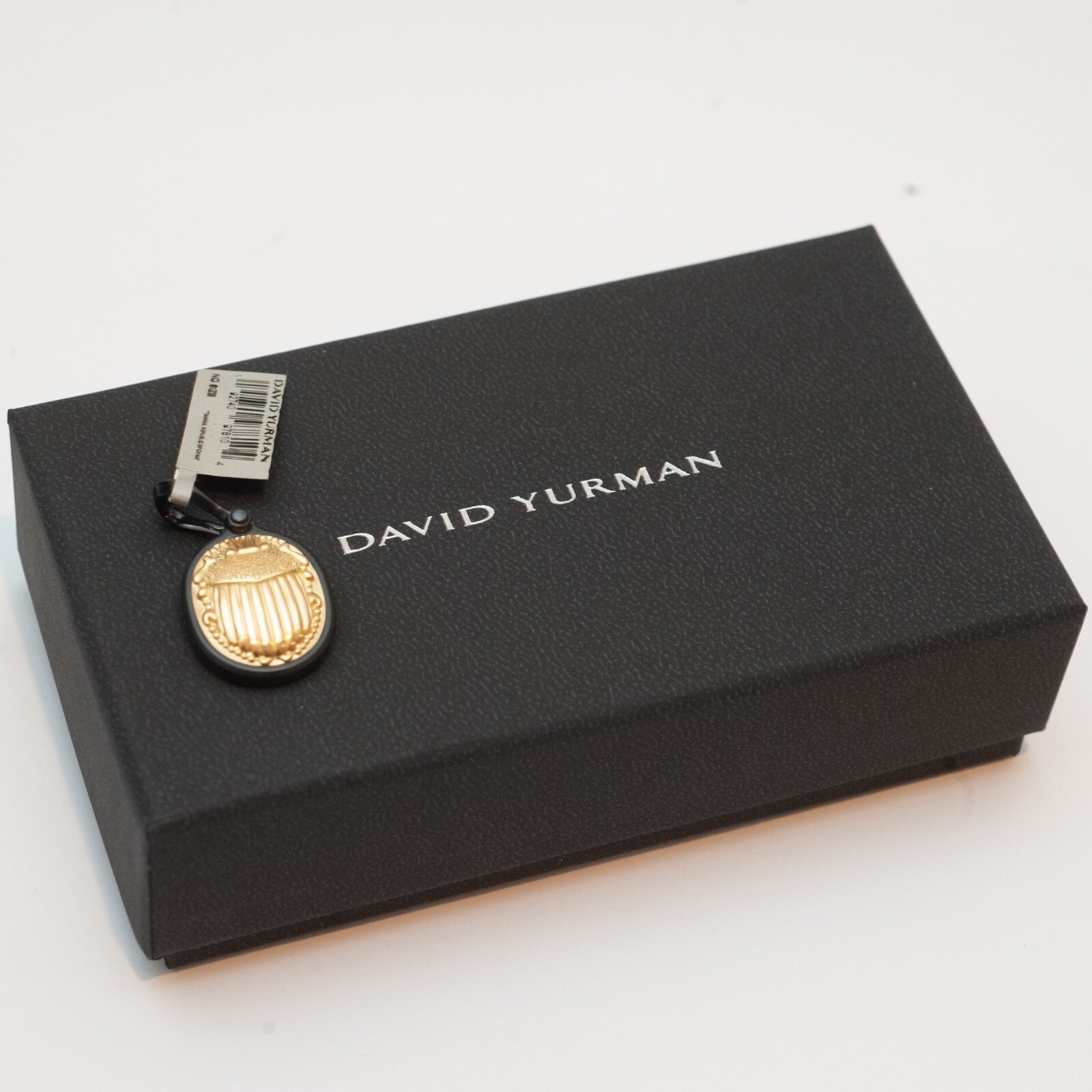 Pre-owned David Yurman Mens Petrvs Scarab Amulet Enhancer In Black Titanium & 18k Gold In Yellow