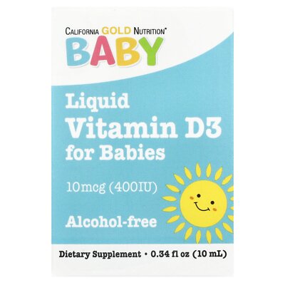 California Gold Nutrition, Liquid Vitamin D3 for Babies, 10 mcg (400 IU),