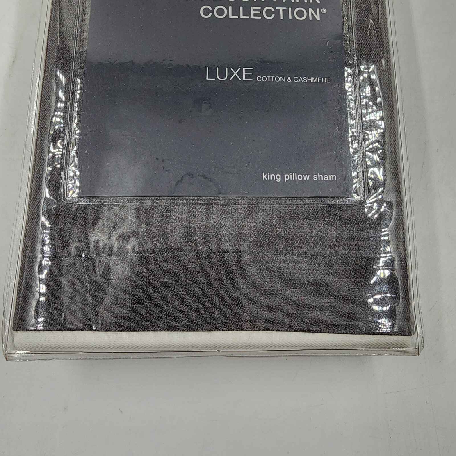 Hudson Park Collection Cashmere Blend King Pillow Sham 20x36in Charcoal + - Picture 5 of 14