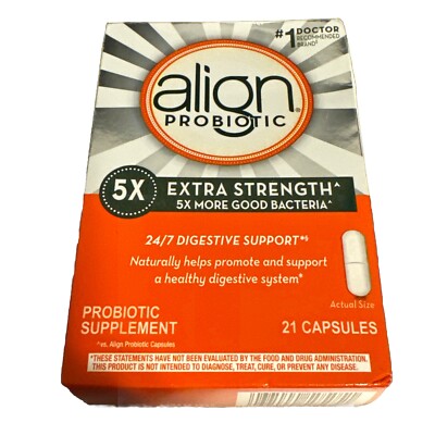 Align 5x Extra Strength Probiotic Supplement Capsules Exp 2025+