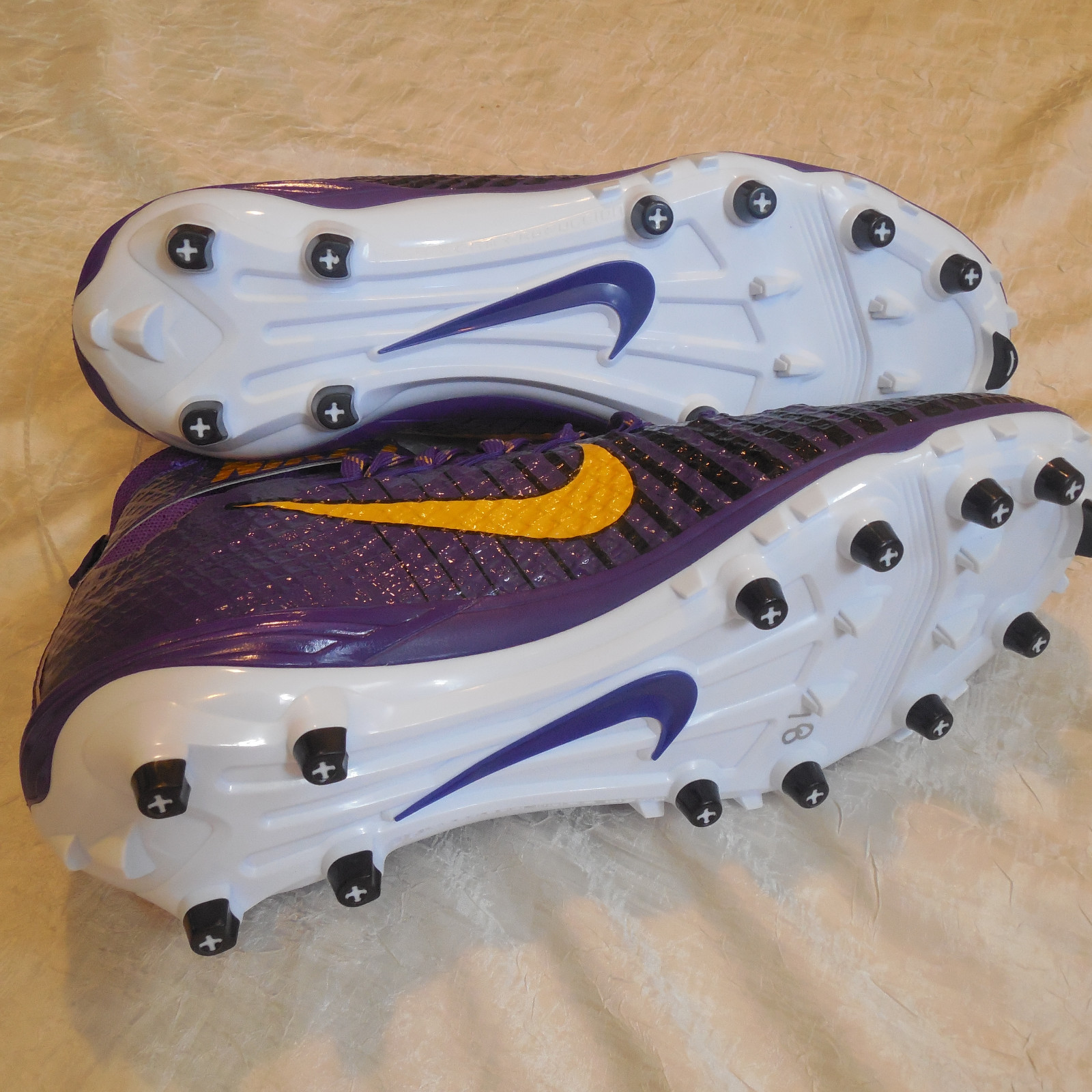 Nike Mens 13 Lunarbeast Elite TD Football Cleats Shoes Purple Yellow Nikeskin