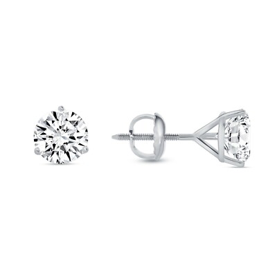 Pre-owned Shine Brite With A Diamond 2.75 Ct Round Cut Earrings Studs Solid 18k White Gold Screw Back Martini In White/colorless