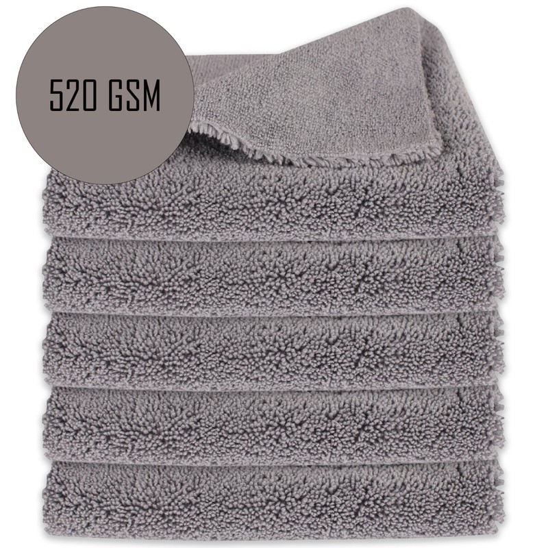 5x Detailzone Ultra Duo Mikrofaser Poliertuch Spezialtuch Grau 520gsm 40x40cm