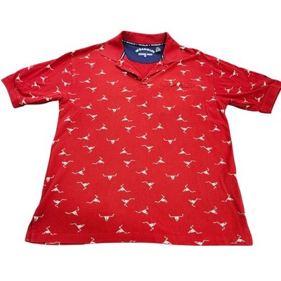 Wrangler Polo Shirt Mens Medium Western Red Longhorn Skull Print EUC