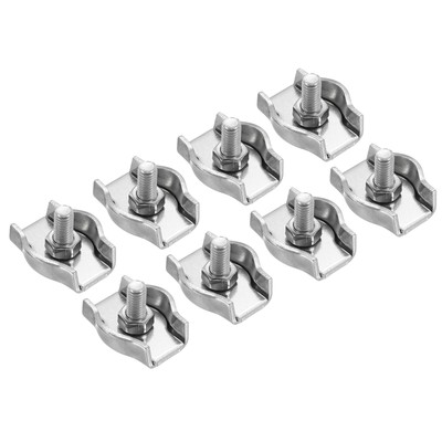 6Pcs 3/16'' / 5mm Simplex Bolt Wire Rope Clip, Single Bolt, Silver Tone