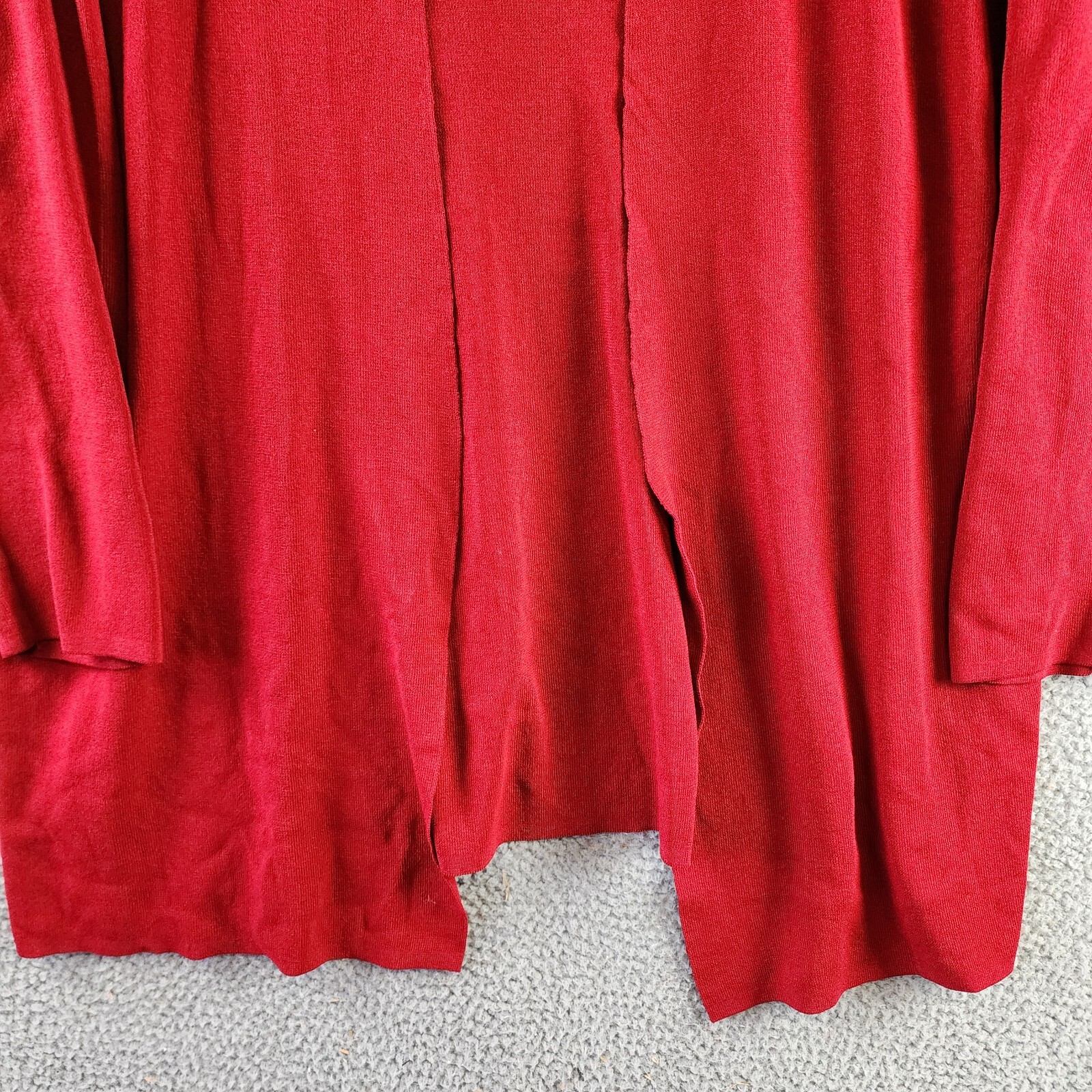 Kasper Plus Open-Front Long-Sleeve Sweater Women's 2X Crimson Collarless - Picture 3 of 14