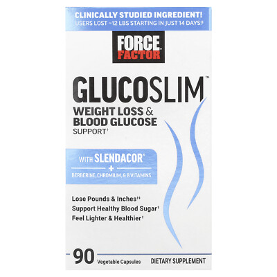 Glucoslim, средство для похудения и поддержания уровня глюкозы в крови, 90 растительных капсул