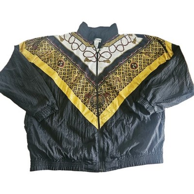 Vintage Lauren Brooke Gold & Black 90s Windbreaker Jacket Size 2XL