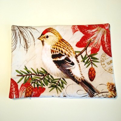 French Winter Bird Pillow Case 12 x 16 Inches Cotton Canvas - Hidden Zipper