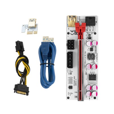 NEW 8 capacitor PCIe 1x to 16x VER010-X PCI-E Riser Card USB 3.0 Cable GPUMinin