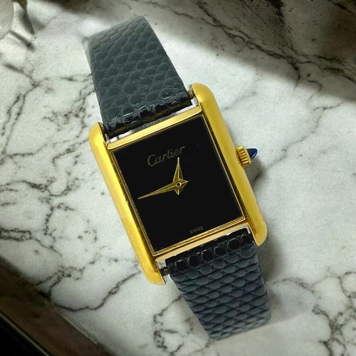ウェンズデー　 Cartier tank must　金属ベルト　未使用品 Vintage Must De Cartier Tank Watch. 925 Vermeil Argent 2416
