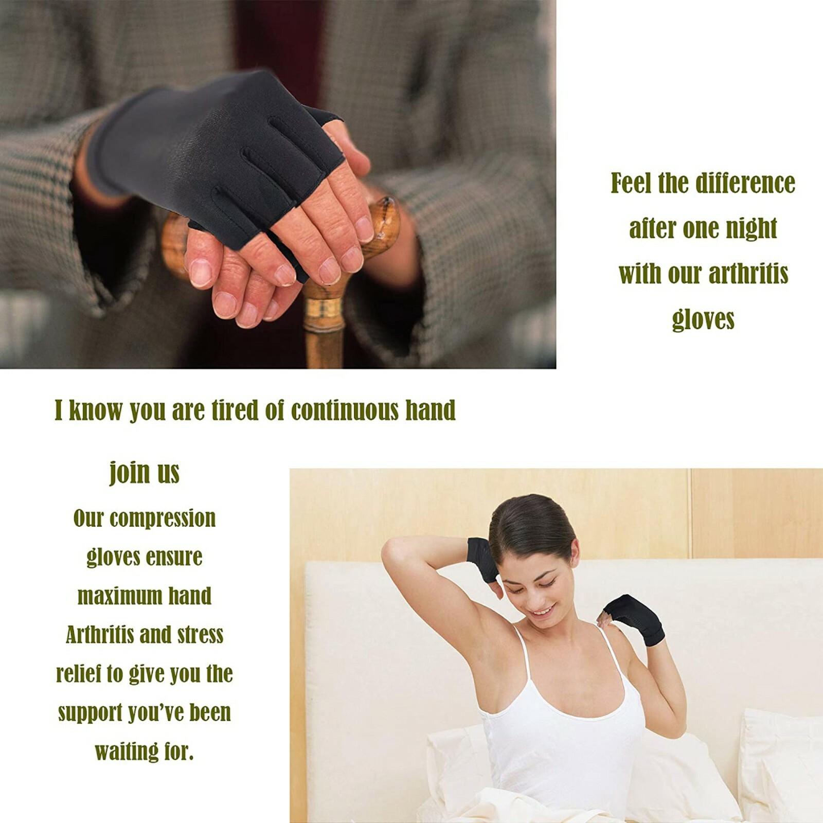 1 PAIR Copper Arthritis Compression Gloves Hand Support Joint Pain Relief USA