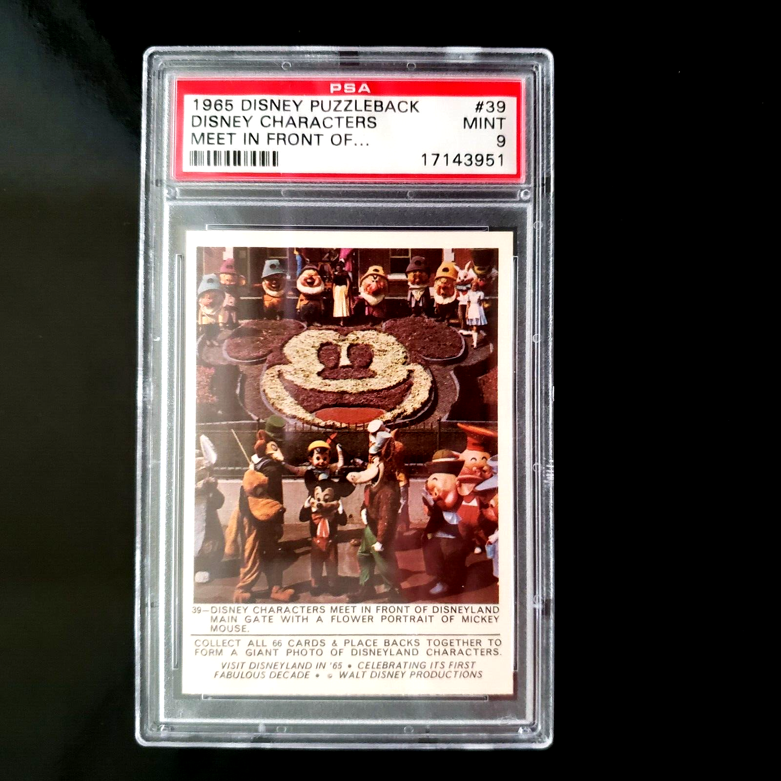 1965 Disney Puzzleback Vintage Card #39 PSA 9 MINT Pop 21