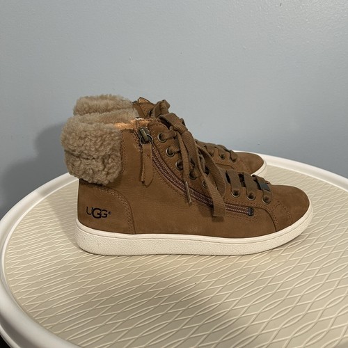 UGG Women's Pure Leather Lace Up Zipper Sneaker Boots With
