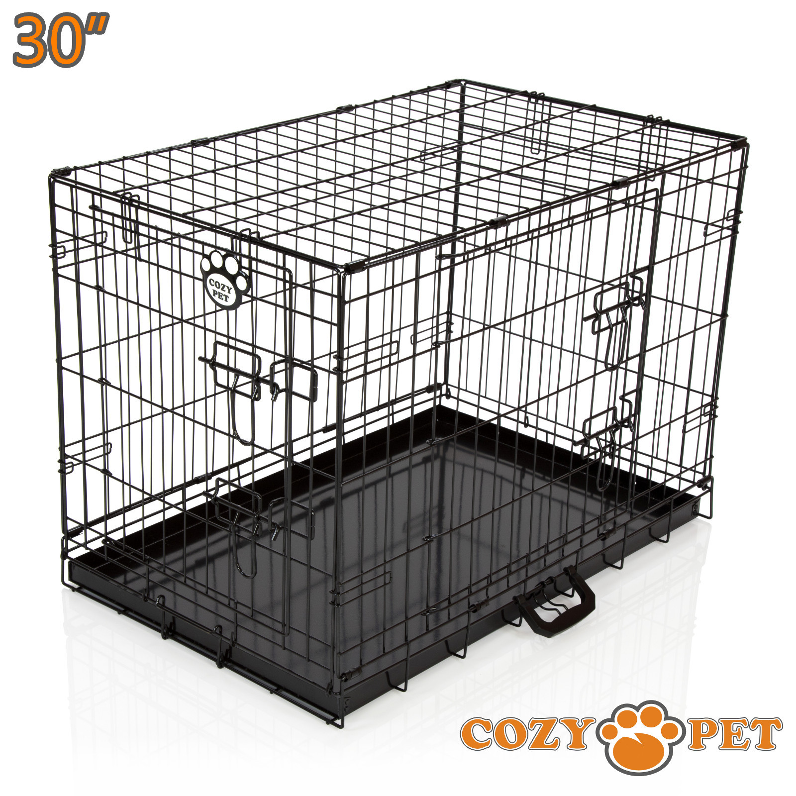 Dog Cage Cozy Pet Puppy Crate Black Folding fabric 30 inch Medium Dog