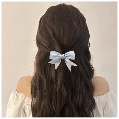 Blue Bow Hair Clip Barrette Small Ribbon Bow Hairclip Bowknot Alligator Clip ...