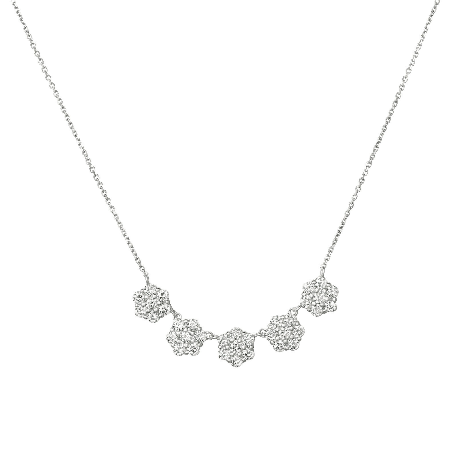 Pre-owned Morris 2.00 Carat Natural Diamond Flower Necklace Pendant 14k White Gold 18'' Chain