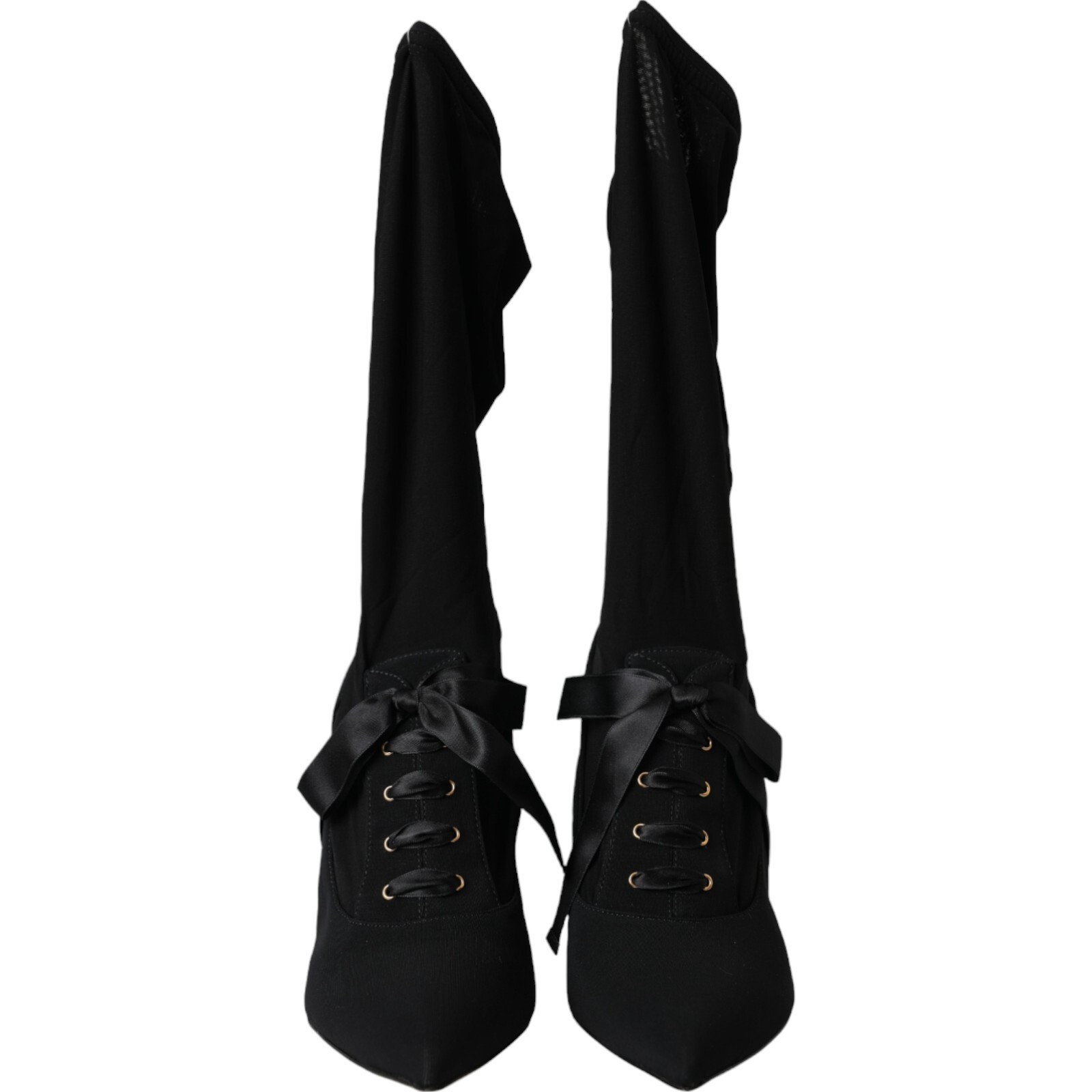 Pre-owned Dolce & Gabbana Shoes Black Stiletto Heels Mid Calf Boots Eu39 / Us8.5 960usd