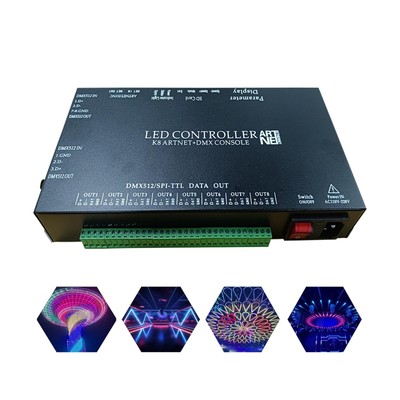 Led Controller Addressable, 8 Ports 8192 Pixels Madrix Artnet DMX Console Led...