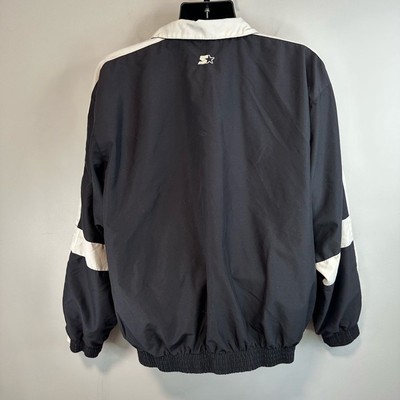 Vintage Starter Windbreaker Jacket Full Zip Black White Embroidered Size L