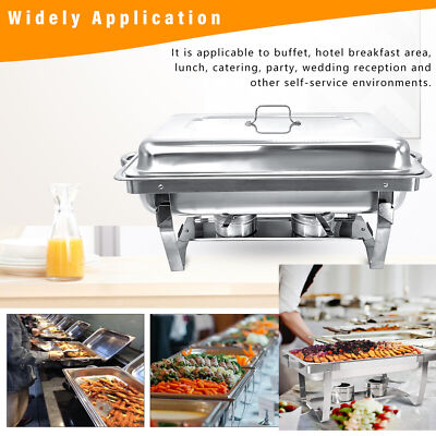 Chafing Dish Buffet Set 6 Pack 13.7 QT Stainless Steel Chafer for Catering
