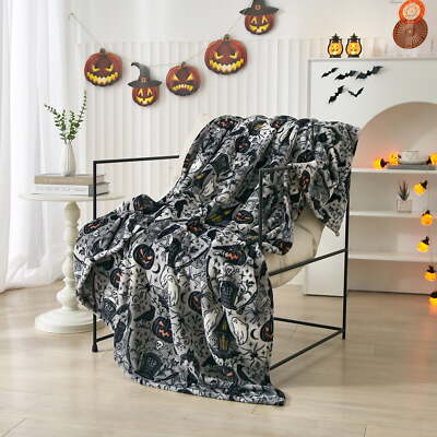 Way To Celebrate 50''x60'' Black and Grey Haunted House Plush Throw