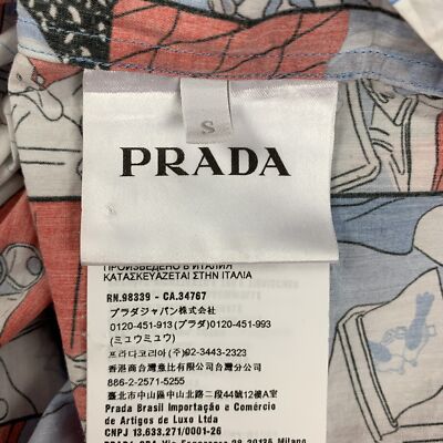 PRADA SS 18 Comic Collection Size S Red Blue Graphic Cotton