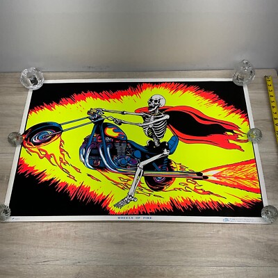 VINTAGE 1980 WHEELS Of FIRE 1611 BLACKLIGHT POSTER SCORPIO 35x23'' P42