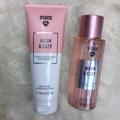 Victoria’s Secret PINK Warm and Cozy Body Shimmer Mist And Body Lotion Set NWT