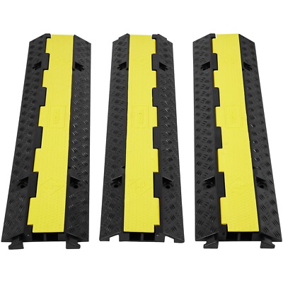 VEVOR 3Pcs Cable Protector Ramp 2Channel Rubber Electrical Wire Cover Ramp Guard