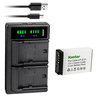 Kastar LP-E17H Battery LTD2 USB Charger for Canon EOS R100 Mirrorless Camera