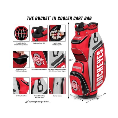 Team Effort NCAA The Bucket III Cooler Cart Golf Bag Ohio State Buckeyes
