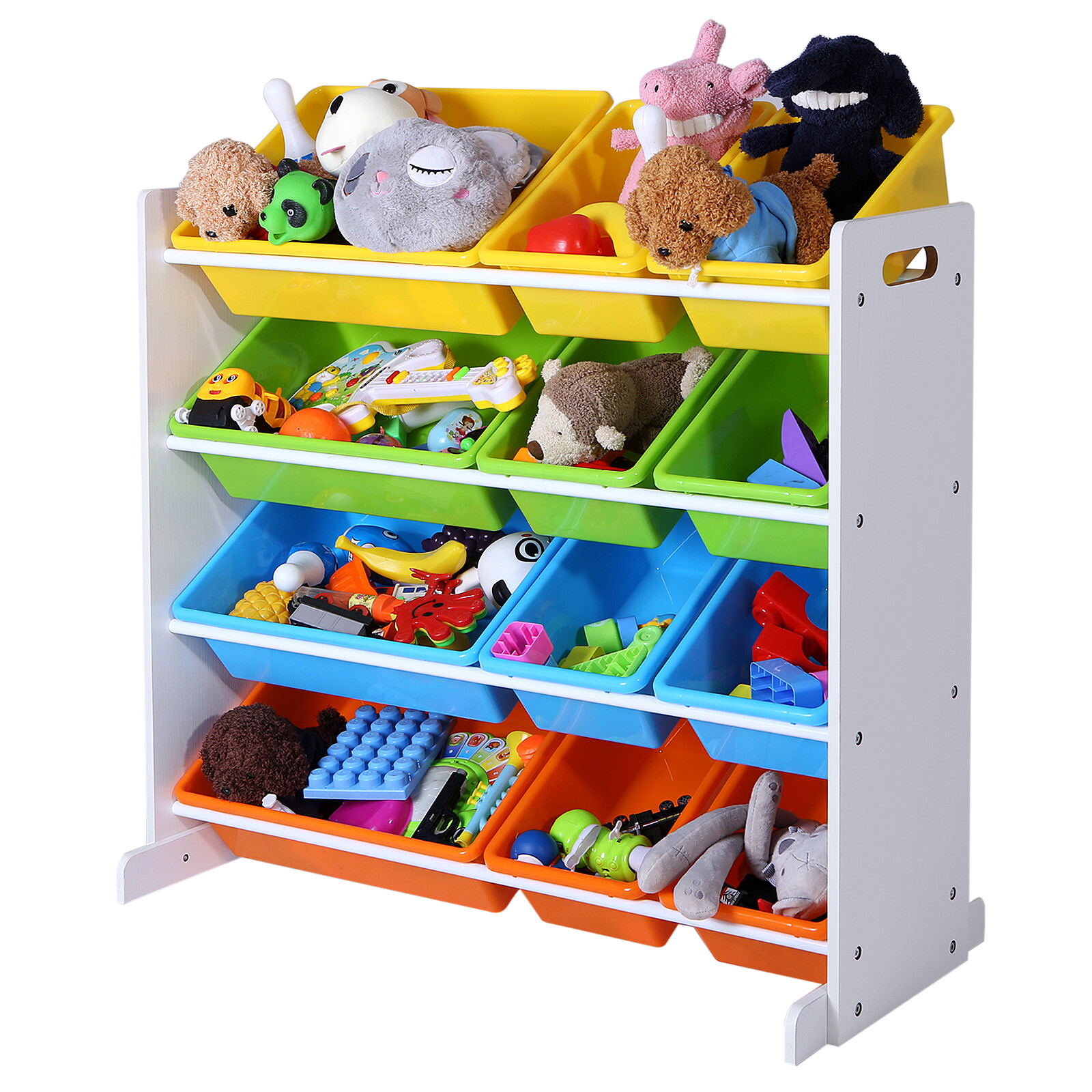 Kinderregal Spielzeugregal 12 mit Kästen Kinderzimmer Aufbewahrungsregal GKR04W