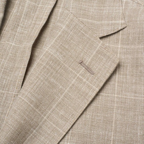 Pre-owned Sartoria Partenopea For Drinkwater's Gray Windowpane Linen Jacket Current M