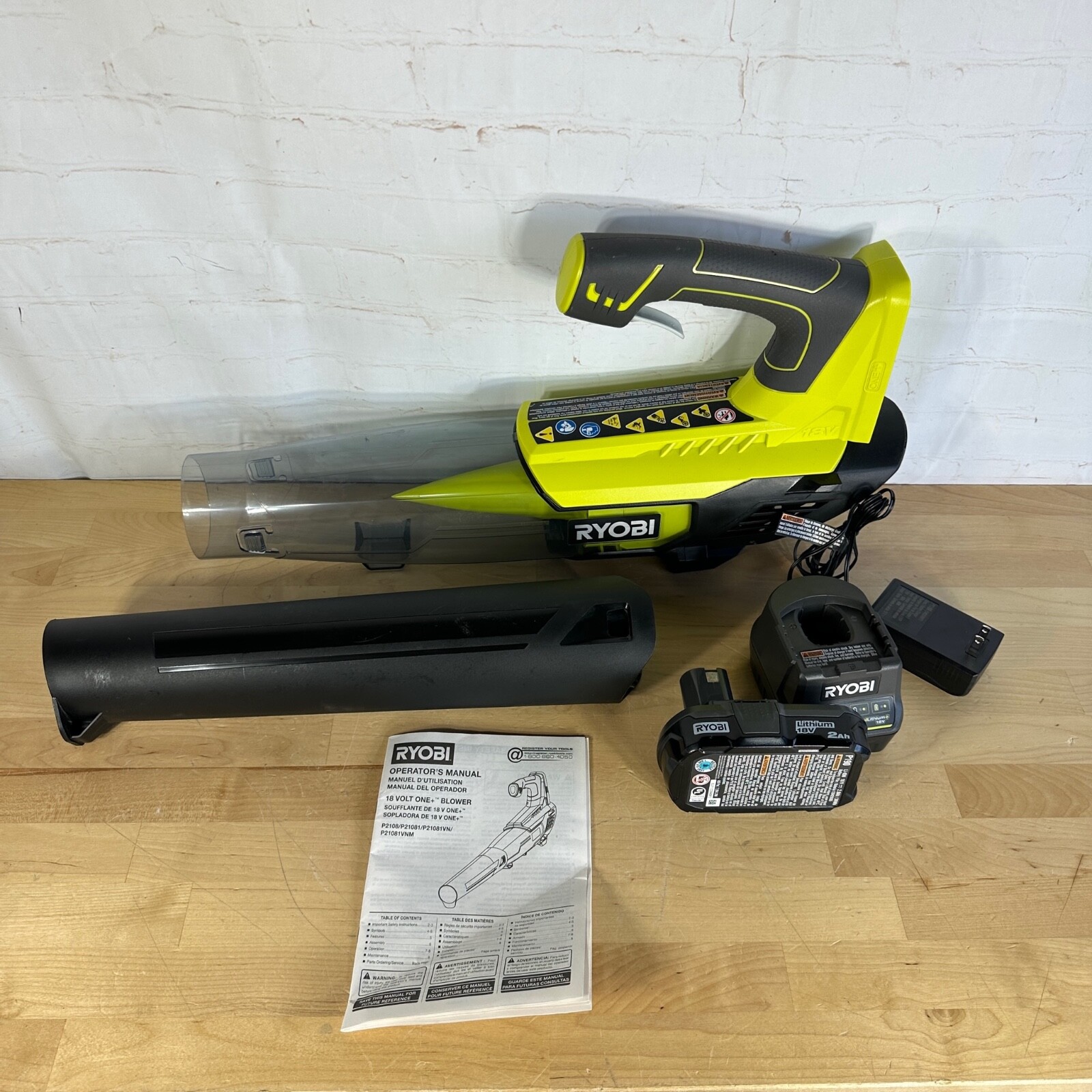 2 Ah Battery Ryobi P21081vnm One+ 280 Cfm 18v Cordless Leaf Blower