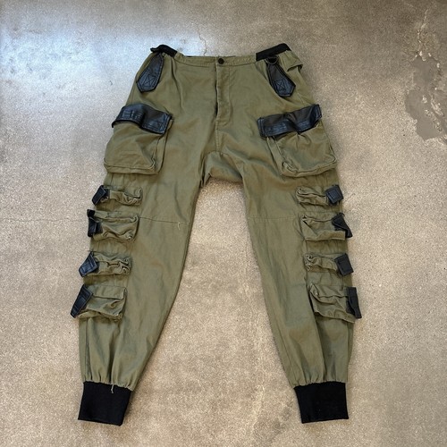 新品　salsation Crotch Pants DARK GREEN Mens Cargo Pants Men's Casual Cargo Pants Elastic Drop