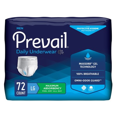 Prevail Disposable Underwear Male Large Maximum 72 Ct