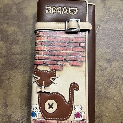 SAMMAO Cats Wallet Brown Brick Wall Novelty 8x4 So cute!!