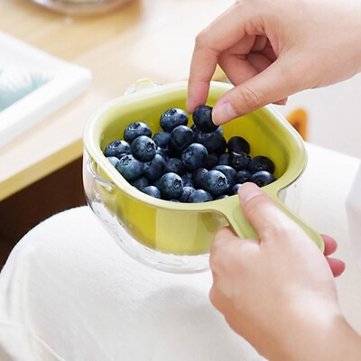 Collapsible Colander Vegetable Strainer Food Salad Plastic 2-Layer Kitchen Sieve