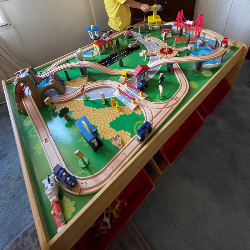 Kid's Wood Play Railway Train Table Set 120 Pc Brio Thomas & Friends Compatible